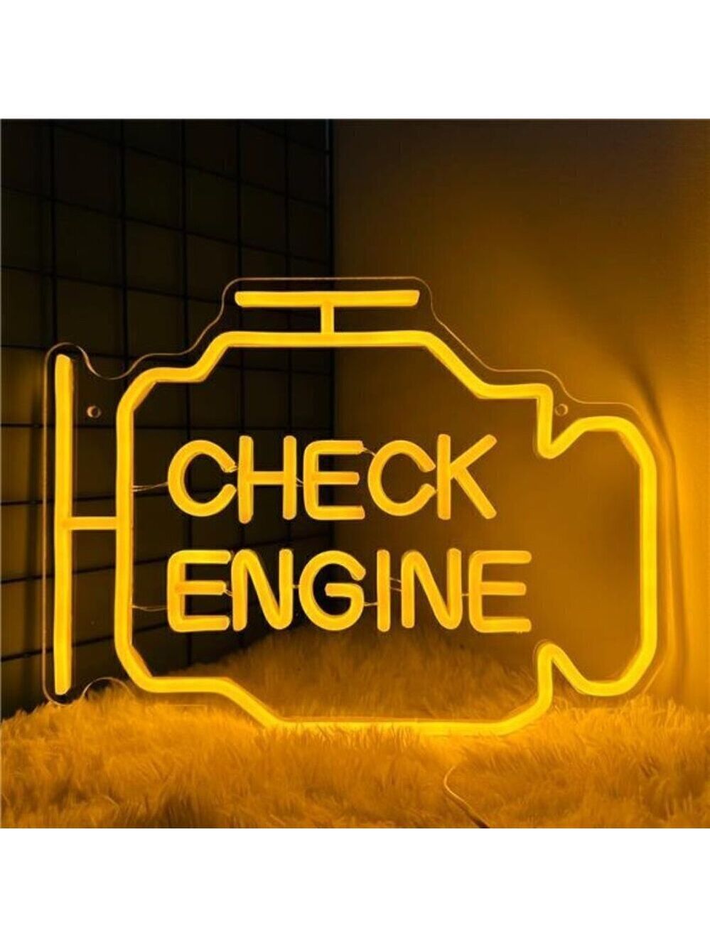 Check Engine Light Neon Signs Wall Decor LED Garage Neon Signs Wall Art Gifts